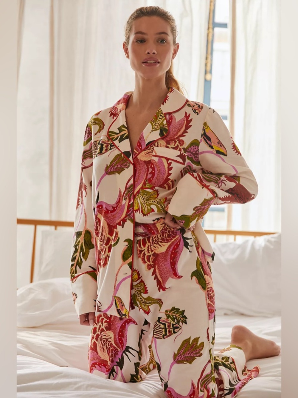NWOT Raphael Balme For Anthropologie Floral Moth PJ Pajama Sleep Top XXS